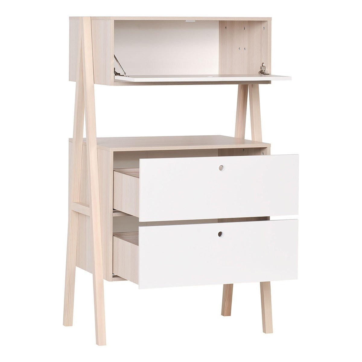 KOMMODE 2 Schubladen und 1 Klapptür - SPOT - 88/60/150 cm - Braun, Holzwerkstoff (60/150/88cm) - Calicosy