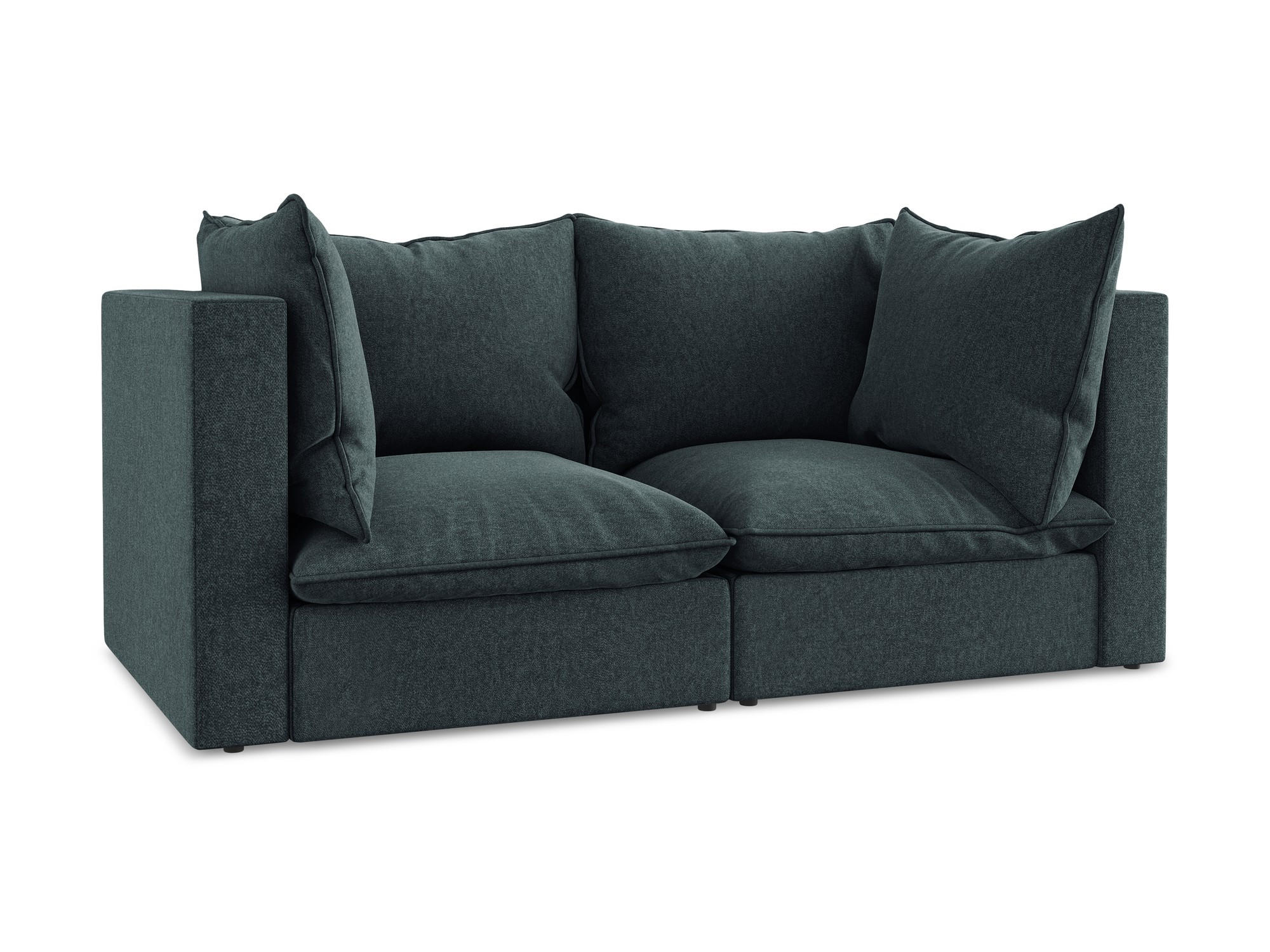2-SITZER SOFA Samt Stoff Blau - Blaugrau/Schwarz, Holzwerkstoff/Kunststoff (180/77/90cm) - Makamii