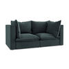 2-SITZER SOFA Samt Stoff Blau - Blaugrau/Schwarz, Holzwerkstoff/Kunststoff (180/77/90cm) - Makamii