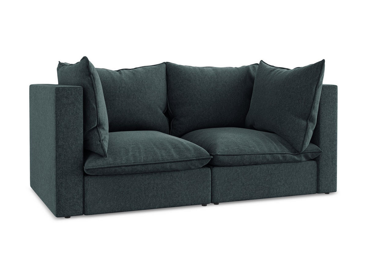 2-SITZER SOFA Samt Stoff Blau - Blaugrau/Schwarz, Holzwerkstoff/Kunststoff (180/77/90cm) - Makamii