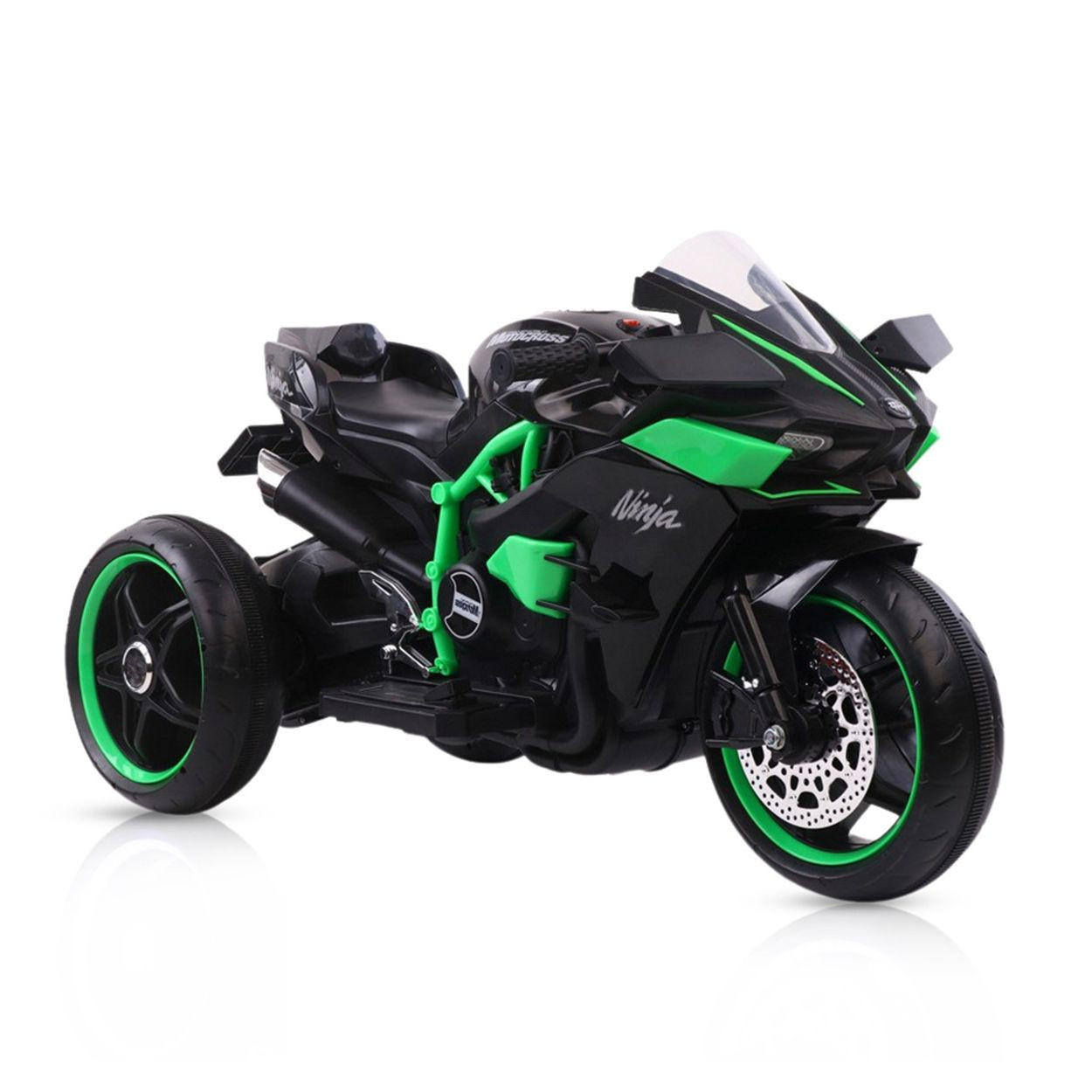 ELEKTROMOTORRAD Ninja schwarz drei Kunststoffräder, LED-Beleuchtung, Mp3 - Schwarz, Kunststoff (105/33/53cm) - Moni