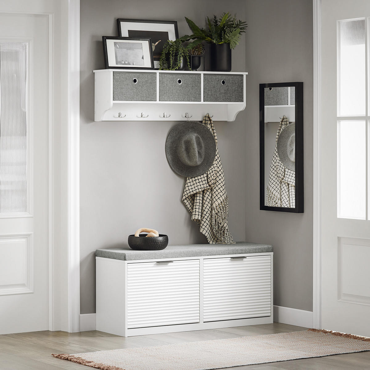 SCHUHBANK Weiß - Weiß, Holzwerkstoff (105/48/35cm) - SoBuy
