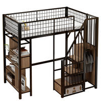 HOCHBETT 90/200 cm, schwarz mit Stauraumtreppe für kleine Räume - Schwarz, Metall (90/200cm) - MIVRAY