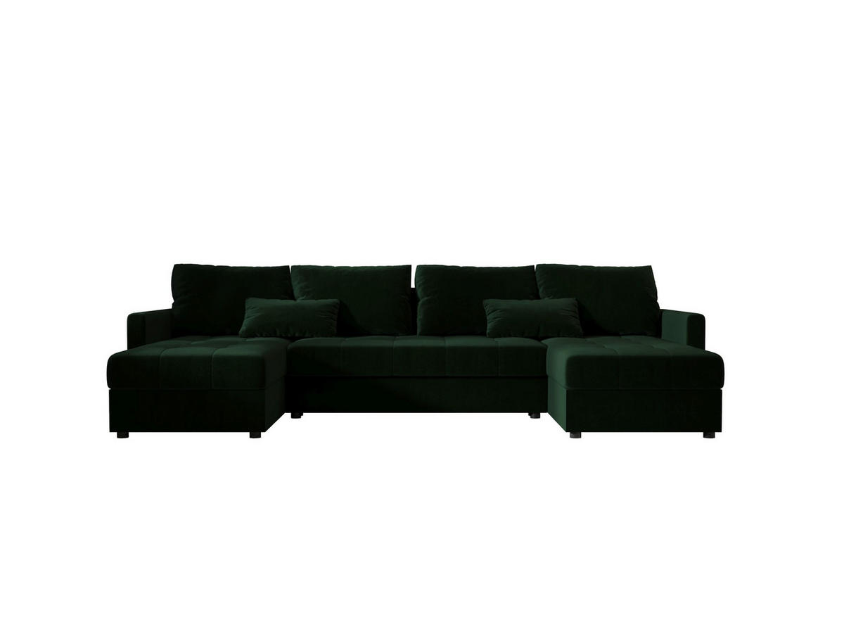 ECKSOFA MOS U BIS Itaka 10 mit Schlaffunktion - Dunkelgrün, Textil (285/85/140cm) - Bedante