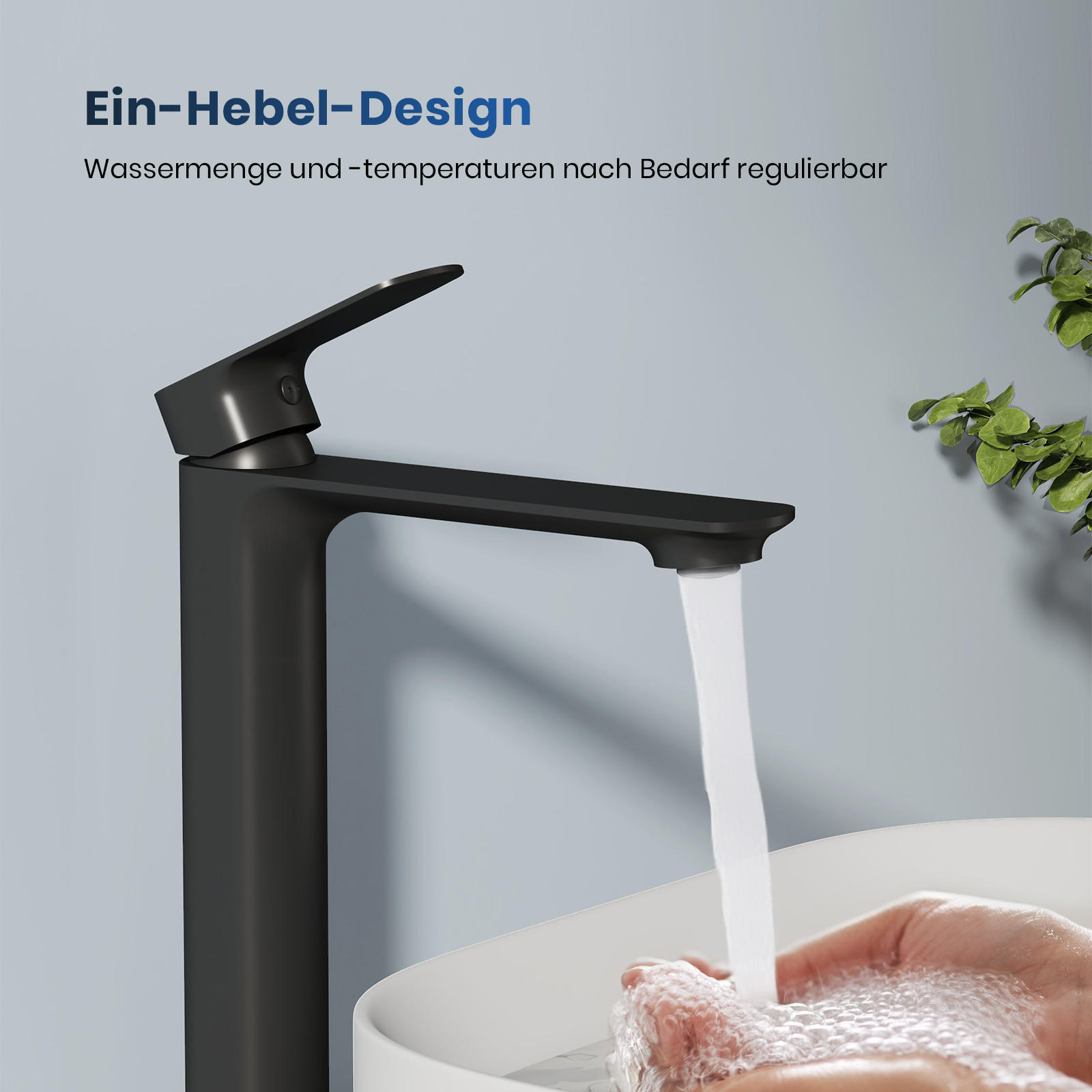 WASCHTISCHARMATUR aus 4MS-Messing Schwarz 21,5 cm - Schwarz, Metall (21.5/4.9/26.9cm) - EMKE