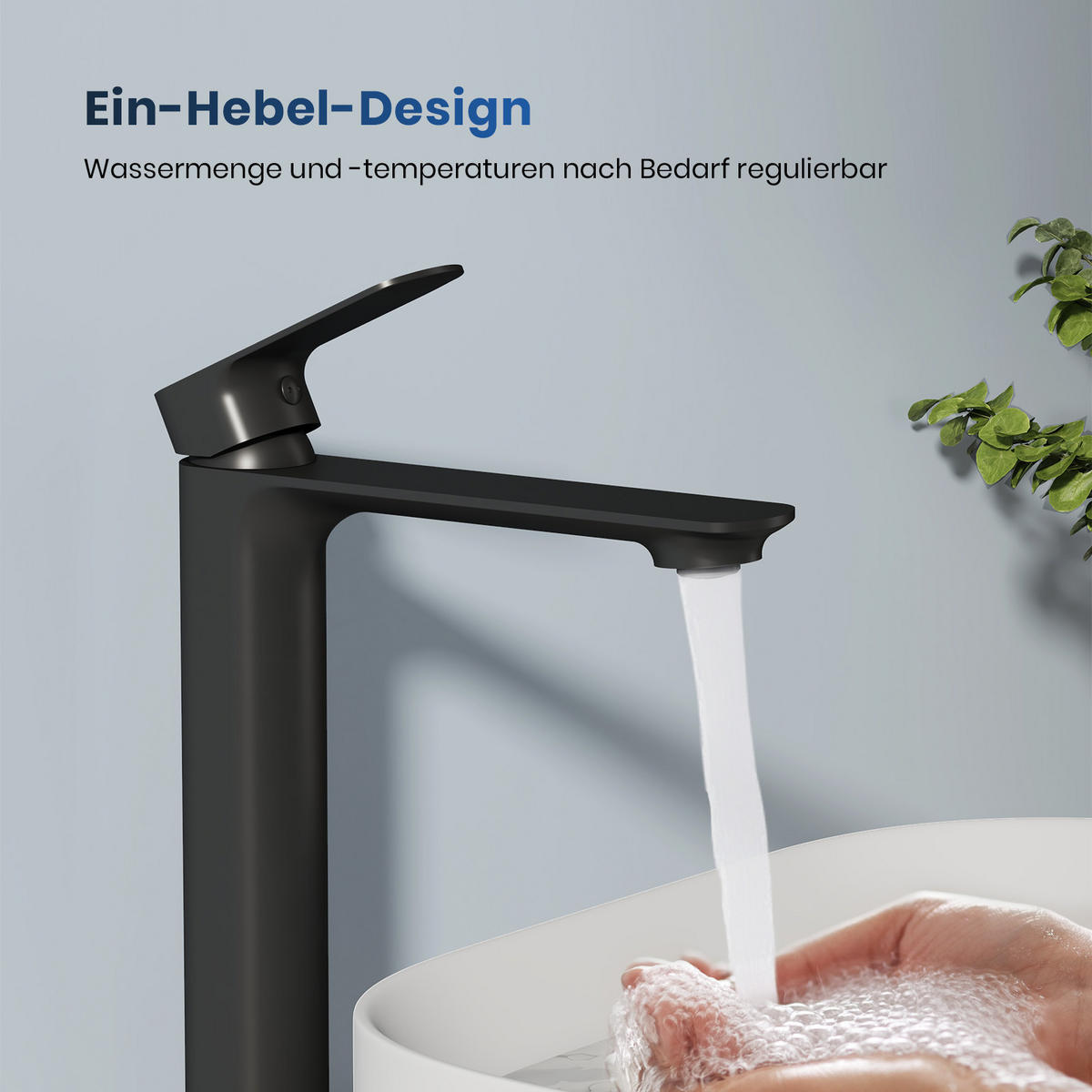 WASCHTISCHARMATUR aus 4MS-Messing Schwarz 21,5 cm - Schwarz, Metall (21.5/4.9/26.9cm) - EMKE