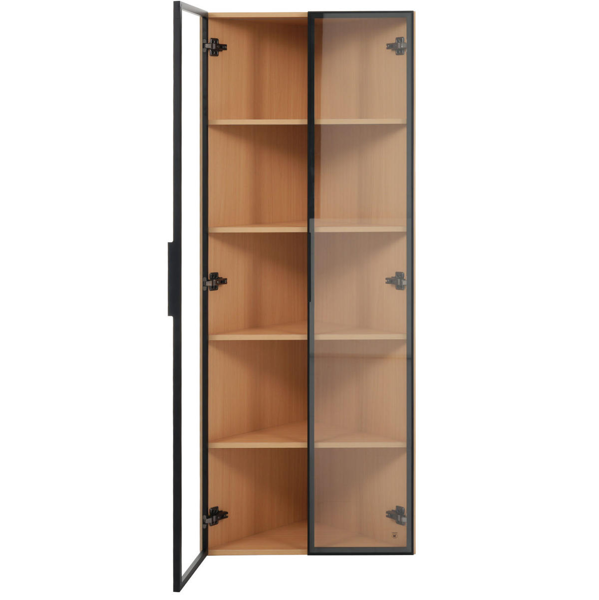 ROHOVÁ vitrína z MDF 62x35x160 cm dubová s LED osvětlením, tichým dovíráním a bezpečnostním sklem - barva dubu, kompozitní dřevo (62/160/35cm) - Modfu