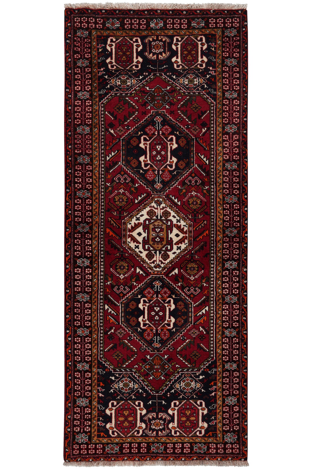LÄUFER Orient handgeknüpft Gashgai Rot 196/78 cm Schurwolle - Rot, Textil (78/196cm) - Looma