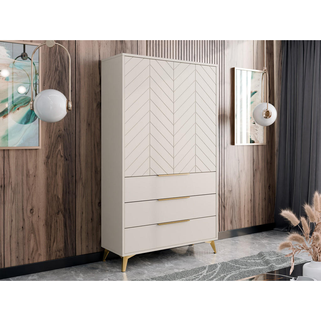 Thumbnail - Mirjan24 Kleiderschrank, Beige, Holzwerkstoff, 3 Schubladen, Rechteckig, 104x180x40 cm, Schlafzimmer, Kleiderschränke, D...