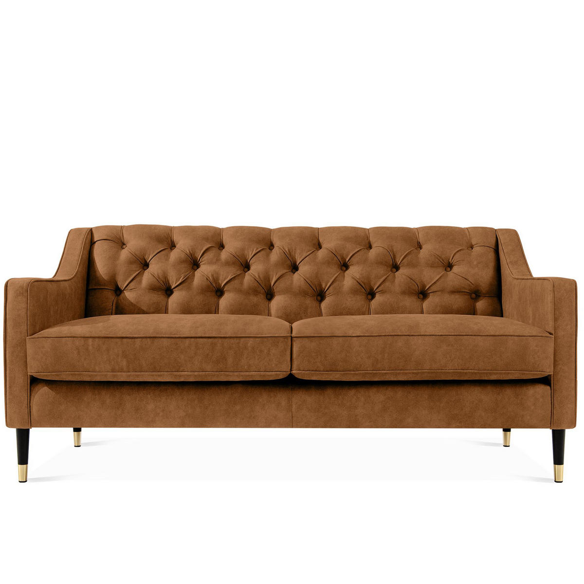 2-SITZER-SOFA NOMUS gesteppt, Dunkelorange - Wengefarben/Dunkelorange, Holzwerkstoff (170/78/80cm) - KONSIMO®
