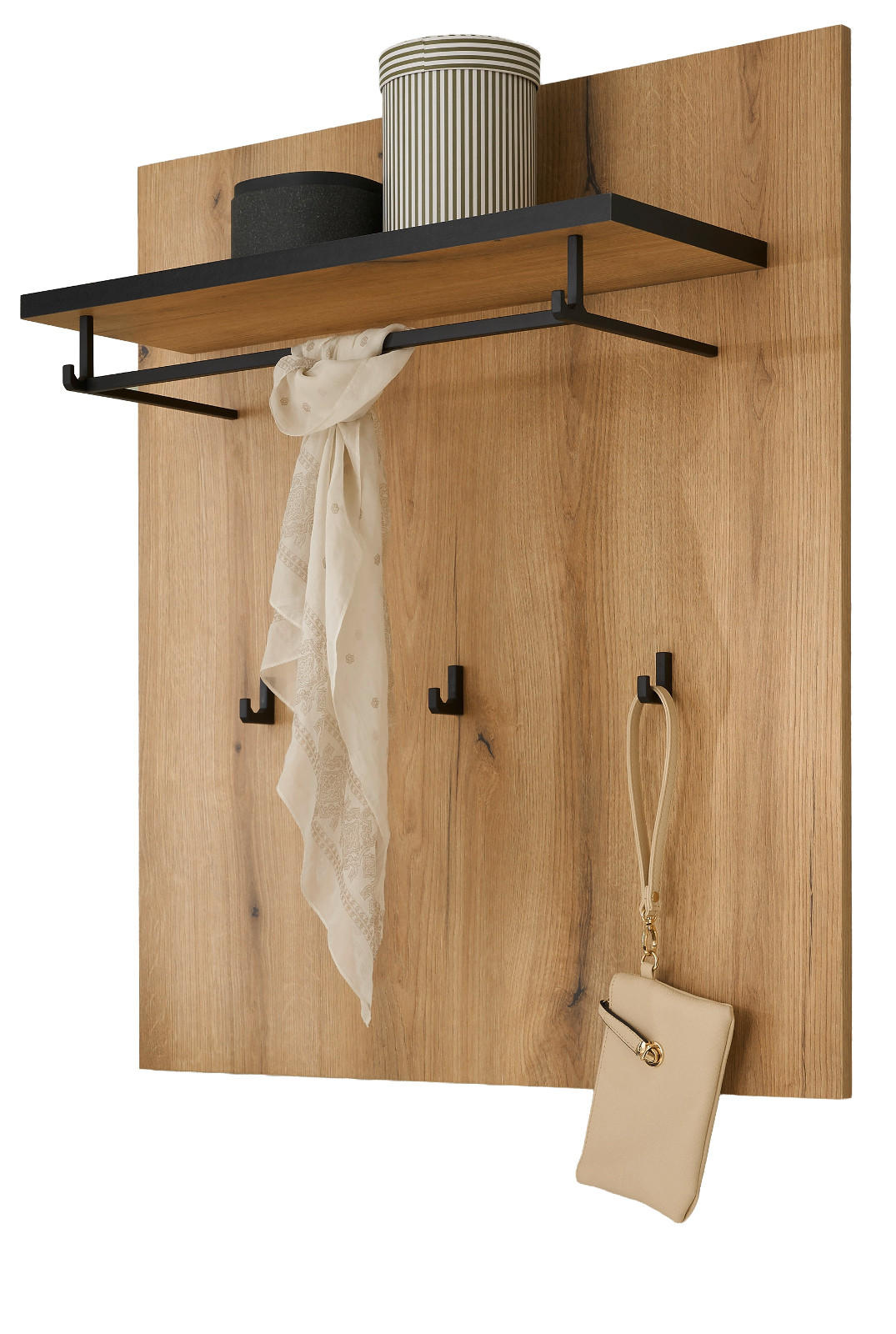 GARDEROBENPANEEL Evoke Eiche 79 cm, Wandgarderobe mit Kleiderstange - Eichefarben, Holzwerkstoff/Metall (79/89/25cm) - Furn.Design