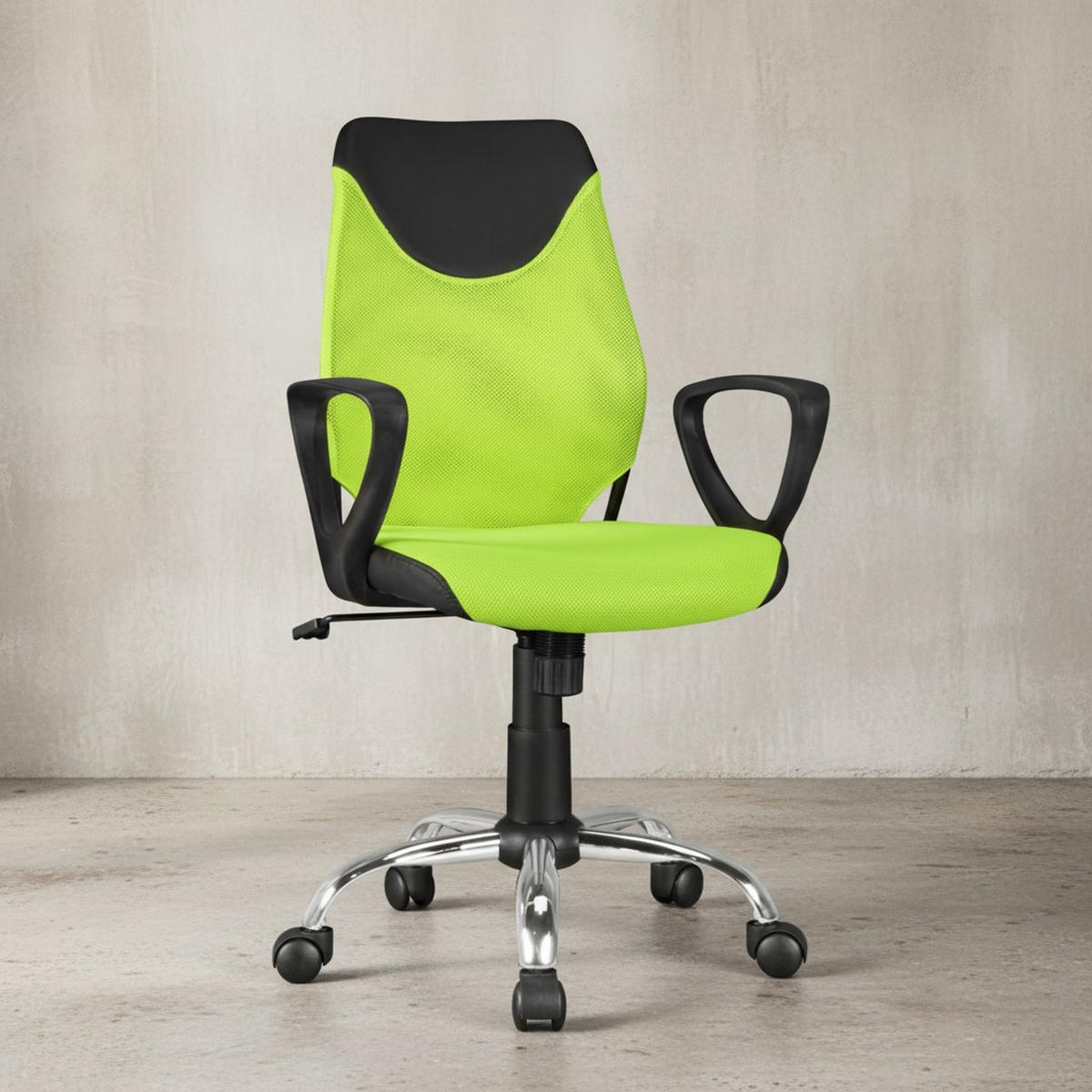 JUGENDDREHSTUHL Nylon Ergonomisch Höhenverstellbar DAVOS, Grün 60x60x101 cm - Silberfarben/Schwarz, Textil/Metall (60/101/60cm) - KADIMA DESIGN
