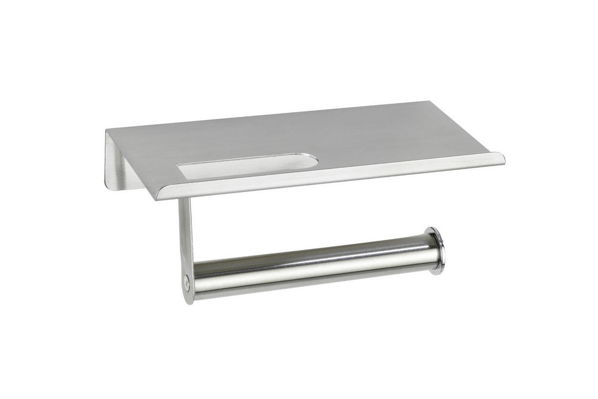 TOILETTENPAPIERHALTER mit Ablage 9,5/18/7,5 cm - Silberfarben, Metall (18/7.5/9.5cm) - Maximex