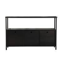 SIDEBOARD mit 3 Türen und 1 oberer Ablagefläche 120/29,5/77 cm - Schwarz, Holzwerkstoff (29.5/77/120cm) - Calicosy