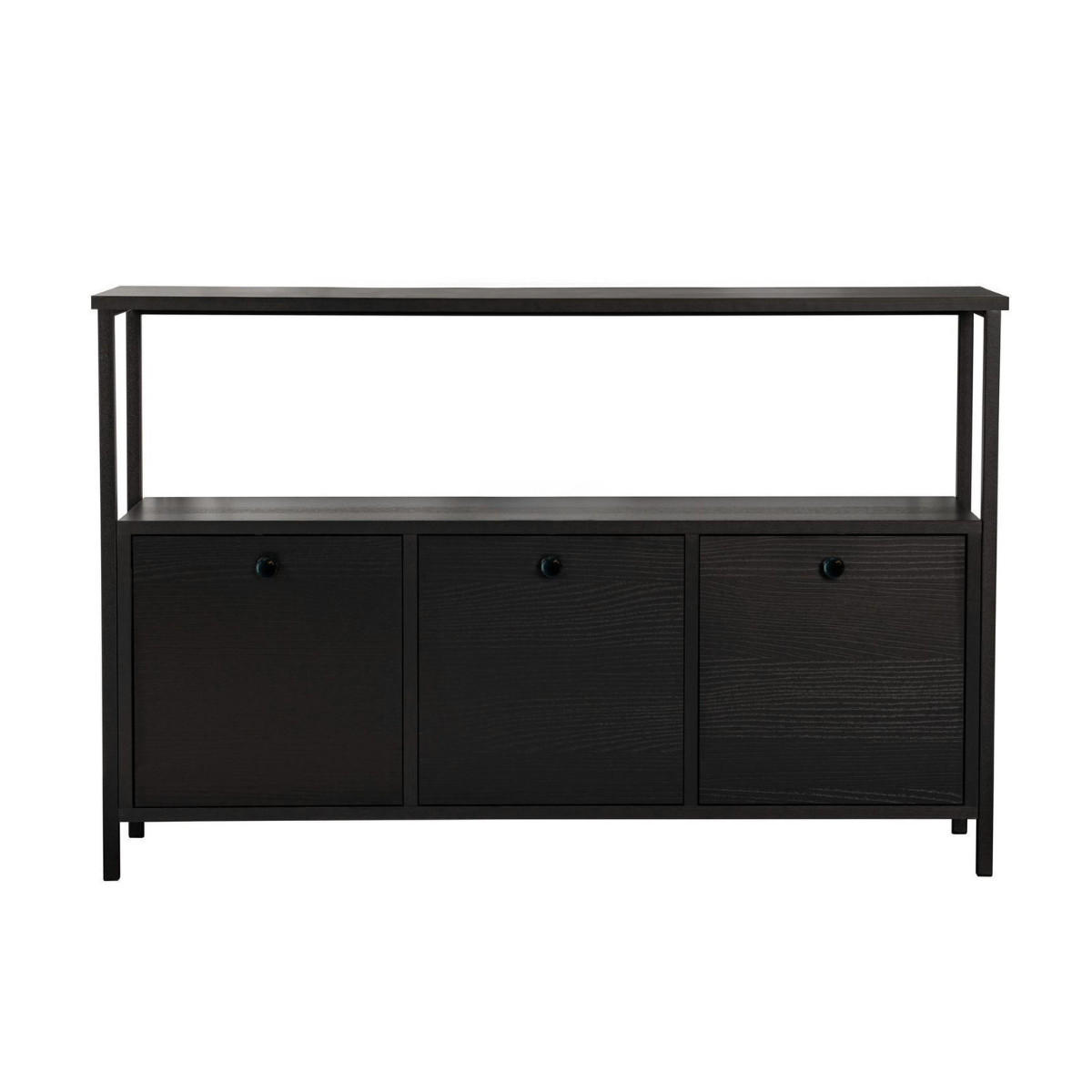 SIDEBOARD mit 3 Türen und 1 oberer Ablagefläche 120/29,5/77 cm - Schwarz, Holzwerkstoff (29.5/77/120cm) - Calicosy
