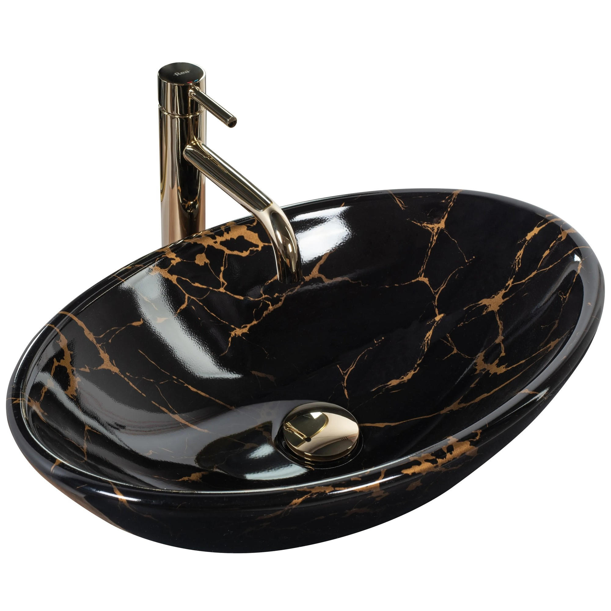 REA Aufsatzwaschbecken Schwarz 33x15x53 cm