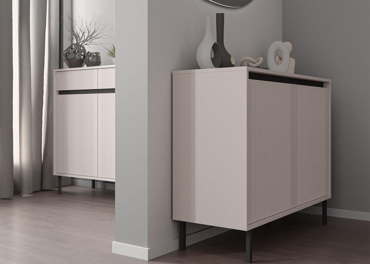 SIDEBOARD Osaka Sandbeige 100 cm - Beige/Schwarz, Holzwerkstoff/Metall (100.2/84.7/40cm) - Selsey