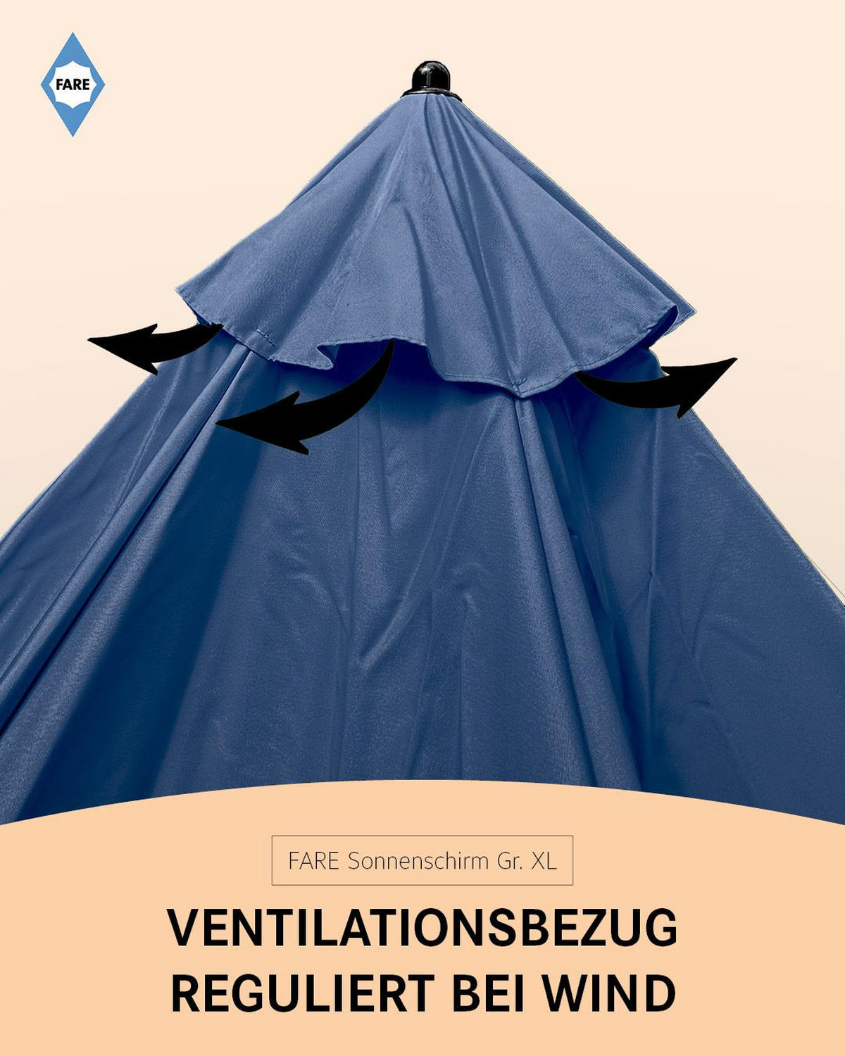 SONNENSCHIRM 235/235/144 cm - Dunkelblau, Kunststoff (235/235cm) - FARE