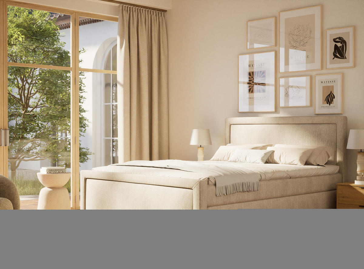 BOXSPRINGBETT Fresco 140/200 cm, in Beige, Bettkasten, Matratze, Topper - Beige/Schwarz, Holz/Holzwerkstoff (140/200cm) - Maison de Reve