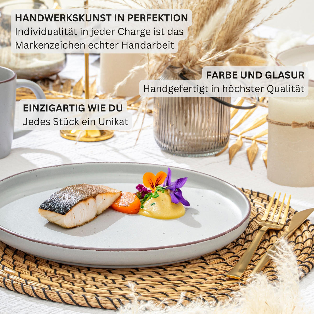 SPEISETELLER BOMBAY STONE - 4 teilig aus Steingut - Hellgrau, Stein (27cm) - Sänger