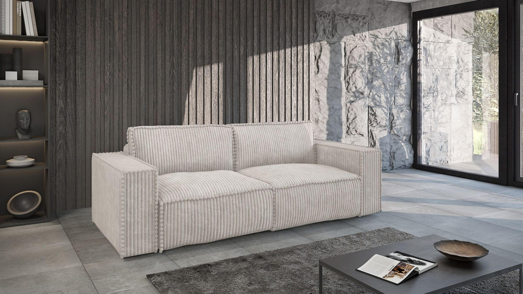 SCHLAFSOFA Vajana - Creme, Holzwerkstoff/Textil (240/86/102cm) - Fun Möbel