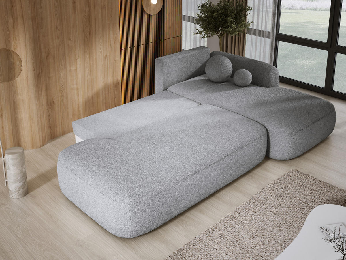 ECKSOFA BABU mit Schlaffunktion, Moderne Polsterecke für Wohnzimmer, funktionales Schlafsofa im Stoff NOW OR NEVER, 300x105x60cm rechte, graphit​ - Graphitfarben, Holz/Textil (300/190cm) - DomoHome