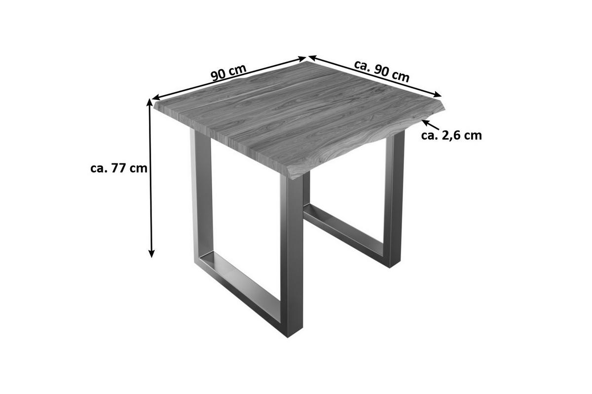 ESSTISCH LAUREN - Beige/Silberfarben, Holz/Metall (90/90/77cm) - SAM