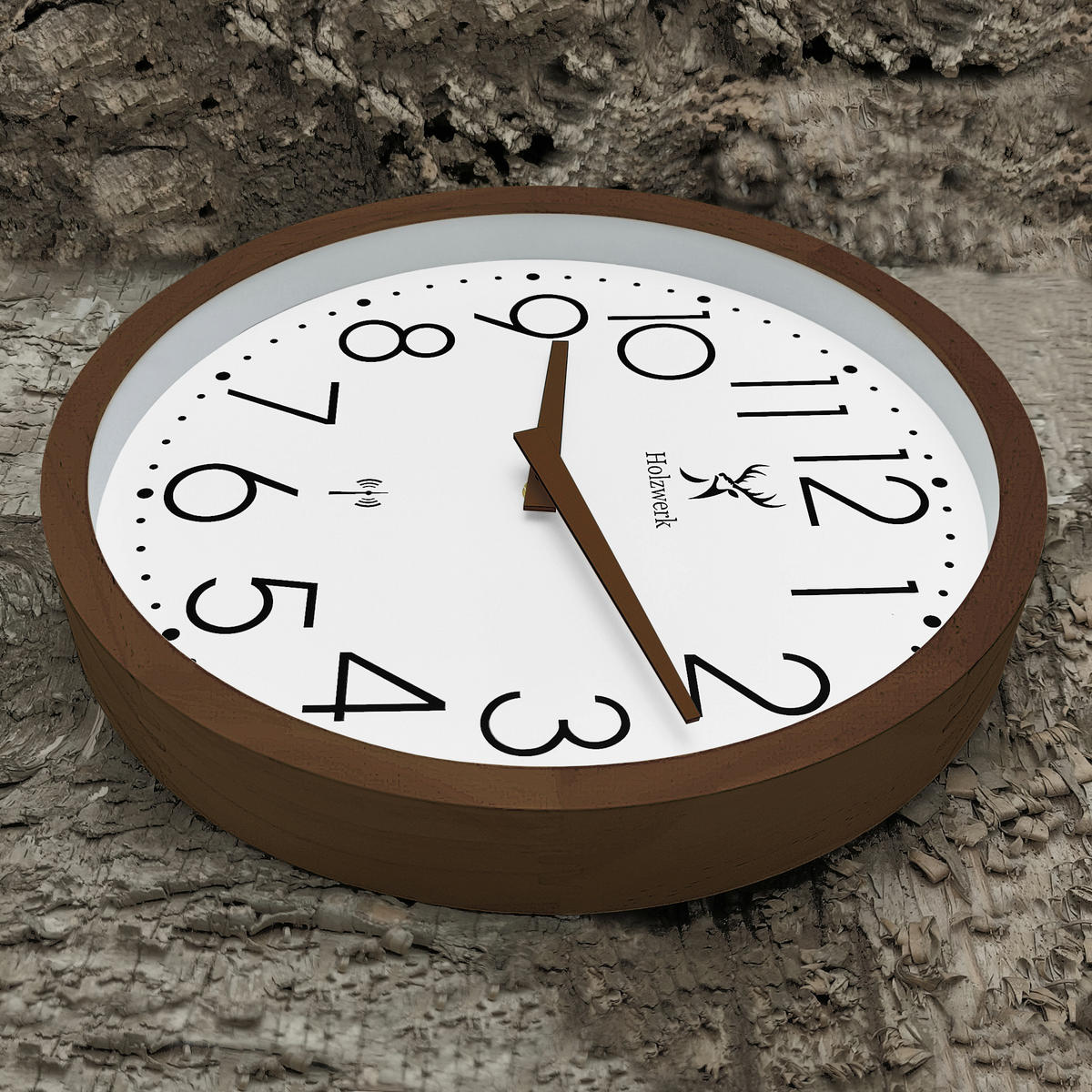WANDUHR Holz Designer KRONBERG (FUNK) Loft Wand Uhr, braun, weiß - Dunkelbraun, Glas/Holz (30/30/4.2cm) - Holzwerk