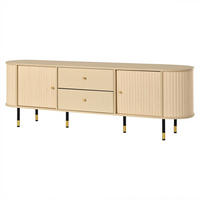 LOWBOARD DE-40464 2 Schiebetüren mit Streifen-Design Holzfarbe - Naturfarben, Holzwerkstoff (180/58/40cm) - ComfortXL