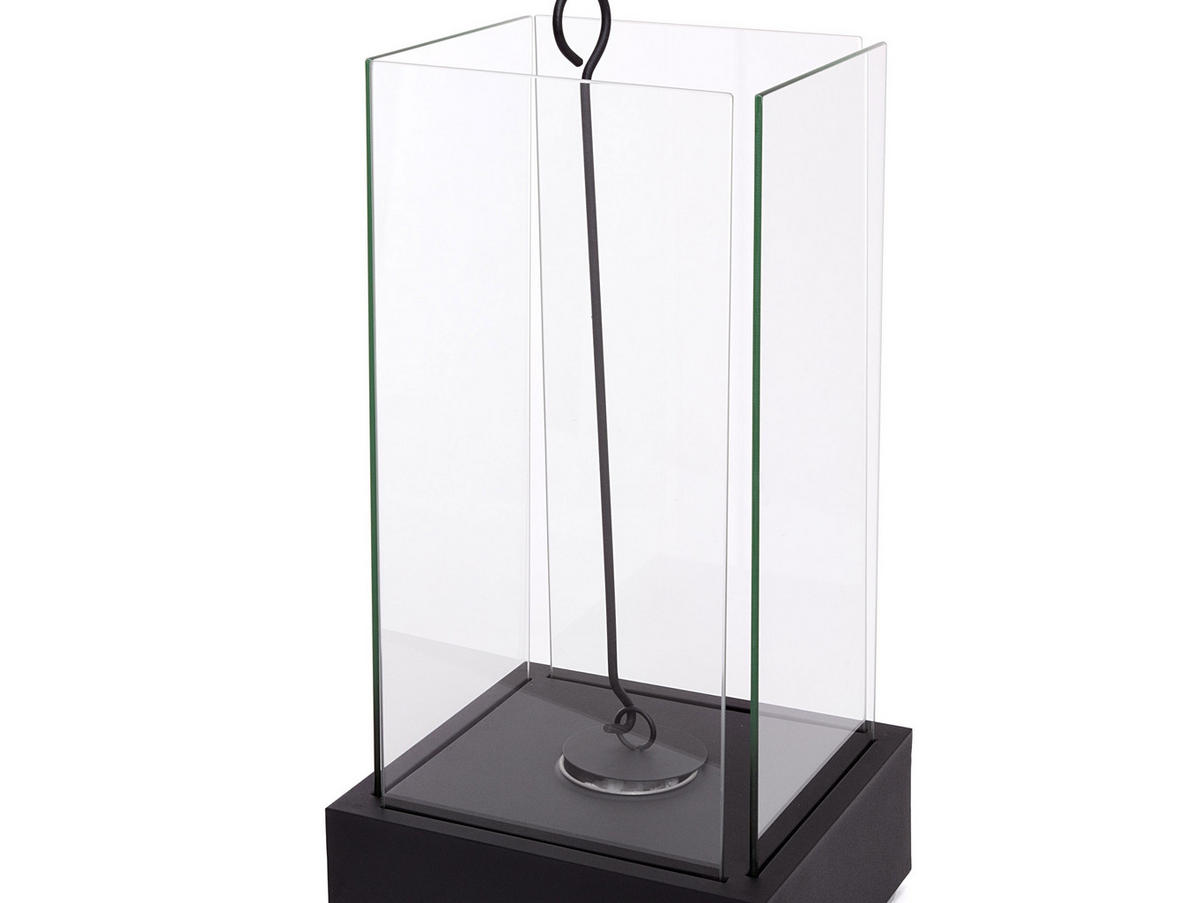 BIOETHANOL-KAMIN Schwarz Tischmodell inklusive 0.28 L Brennblock - Schwarz, Glas (28/56/28cm) - Purline