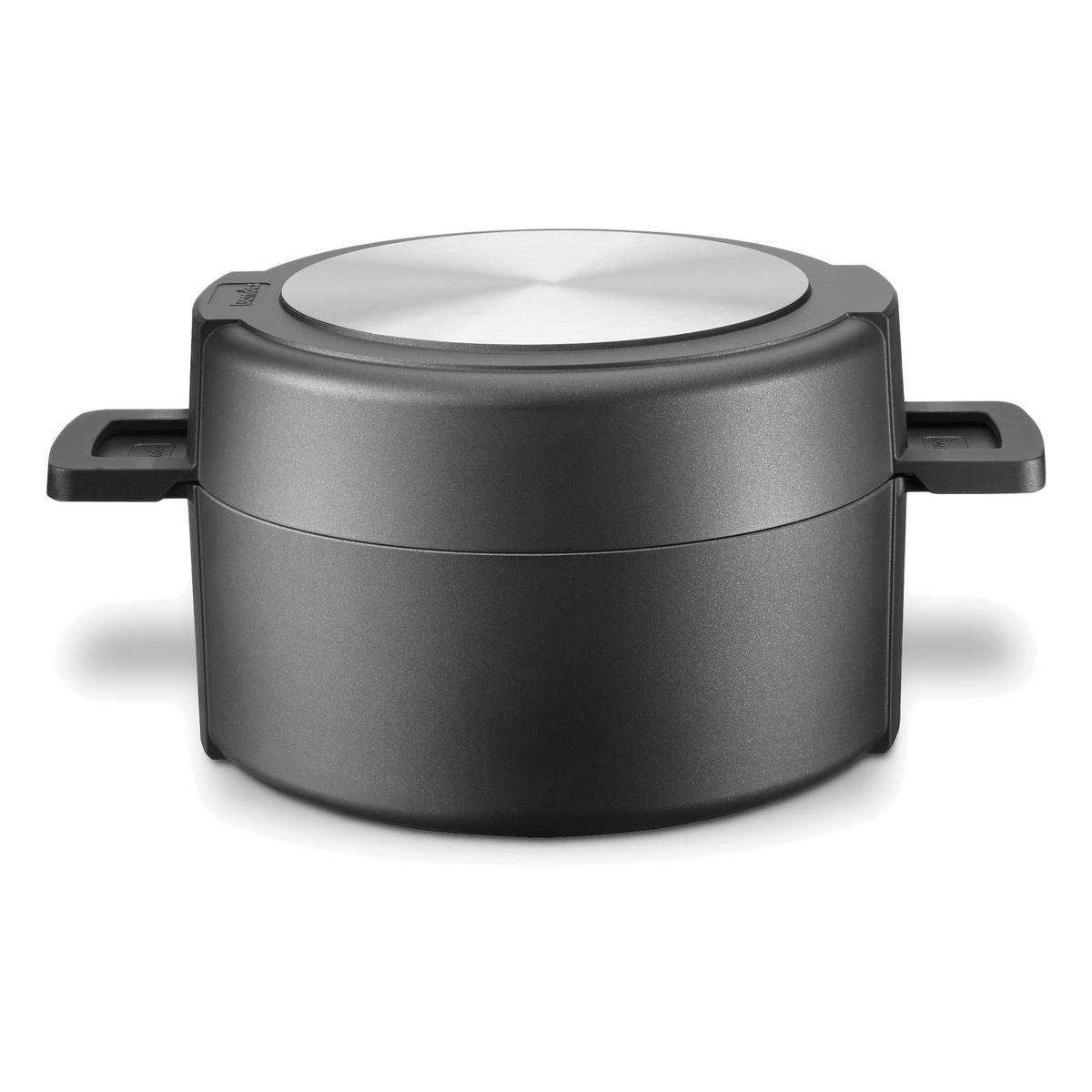 BRÄTERSET b.double, 3-tlg., mit Glasdeckel, Aluminiumguss, Schwarz - Schwarz, Metall (34/26/20cm) - Berndes