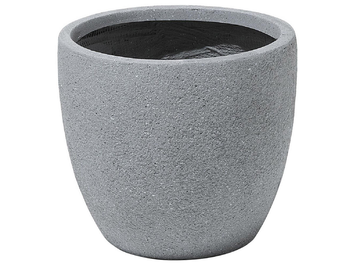 BLUMENTOPF hellgrau rund 36/36/32 cm Kannia - Hellgrau, Naturmaterialen (32cm) - Beliani