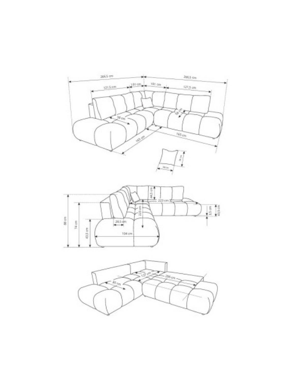 ECKSOFA Ecru SOHI Curio 02 Ausziehbar Mit Schlaffunktion - Ecru, Textil (266.5/266.5cm) - Sepro Meble