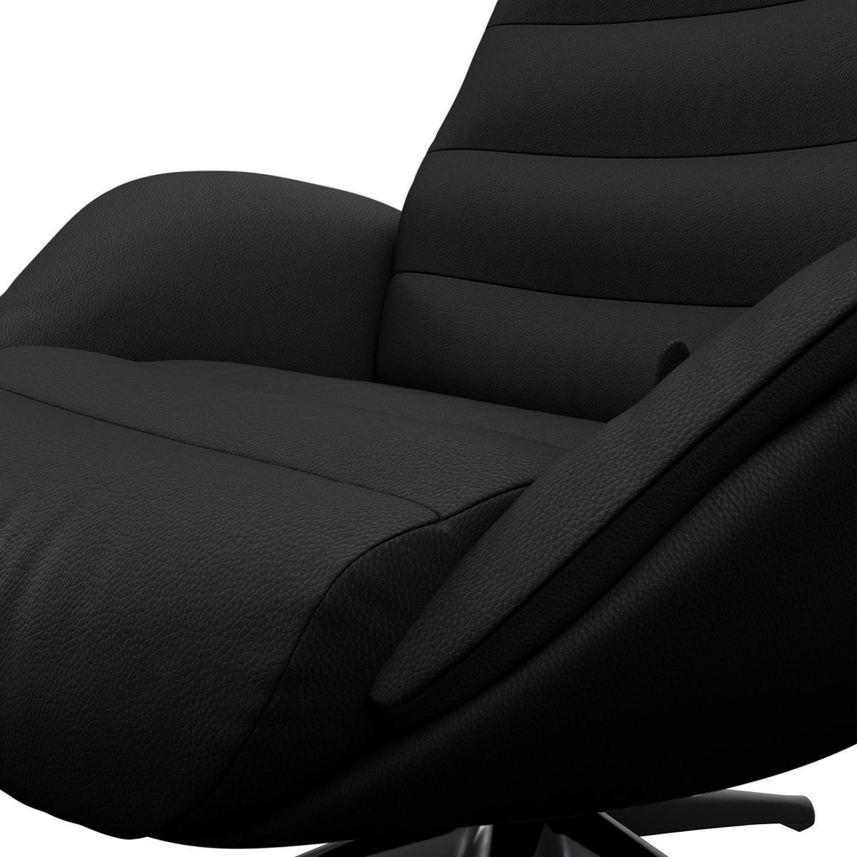 RELAXSESSEL - Schwarz, Leder/Metall (90/107/90cm) - home24