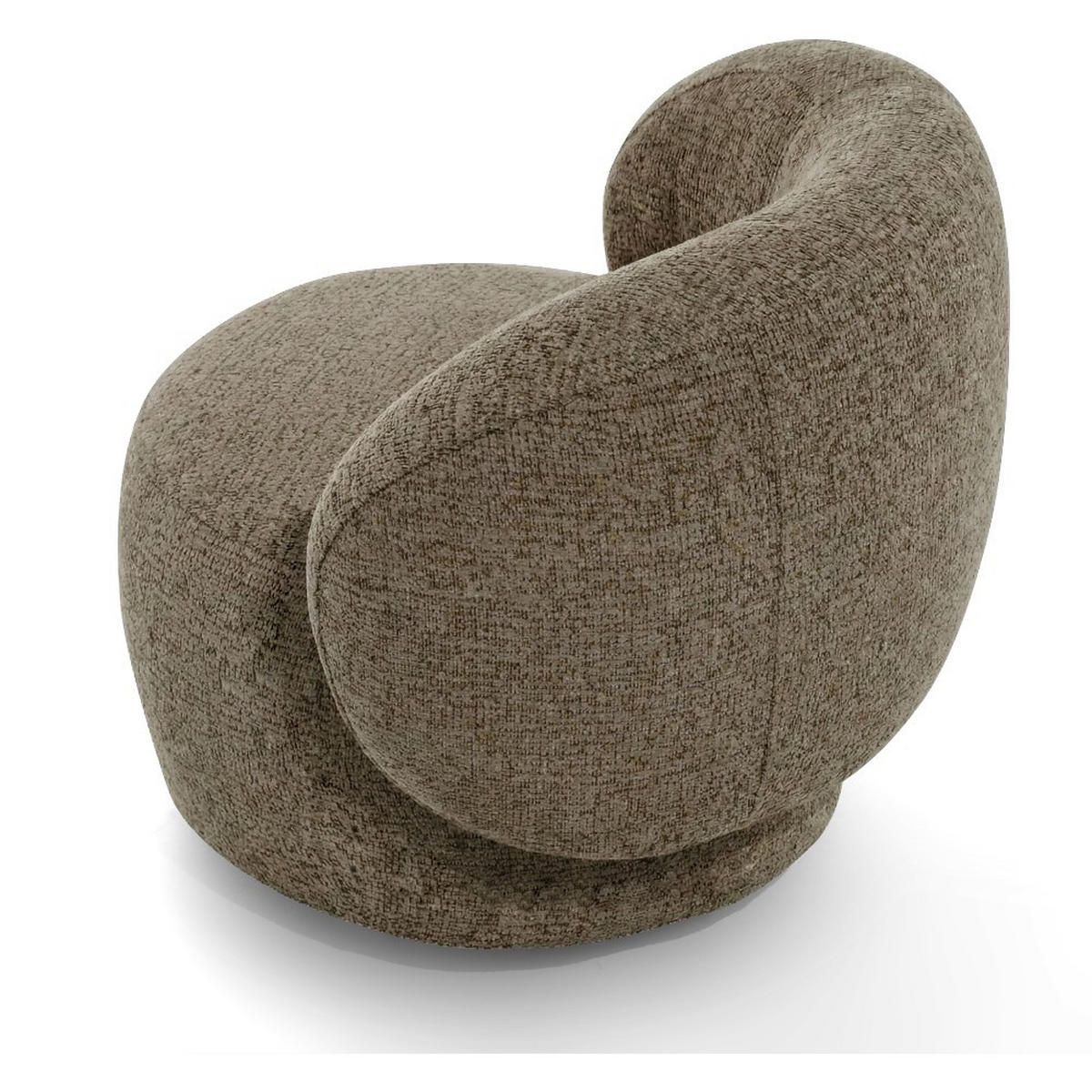 SESSEL Mao, Drehsessel mit runder Form, Hellbraun, Chenille-Stoff - Hellbraun, Textil (99/82/91cm) - Beautysofa