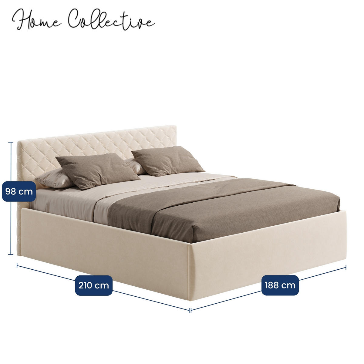 POLSTERBETT 180x200 cm Bonnellfederkernmatratze H2 in Creme - Creme, Textil (180/200cm) - Home Collective