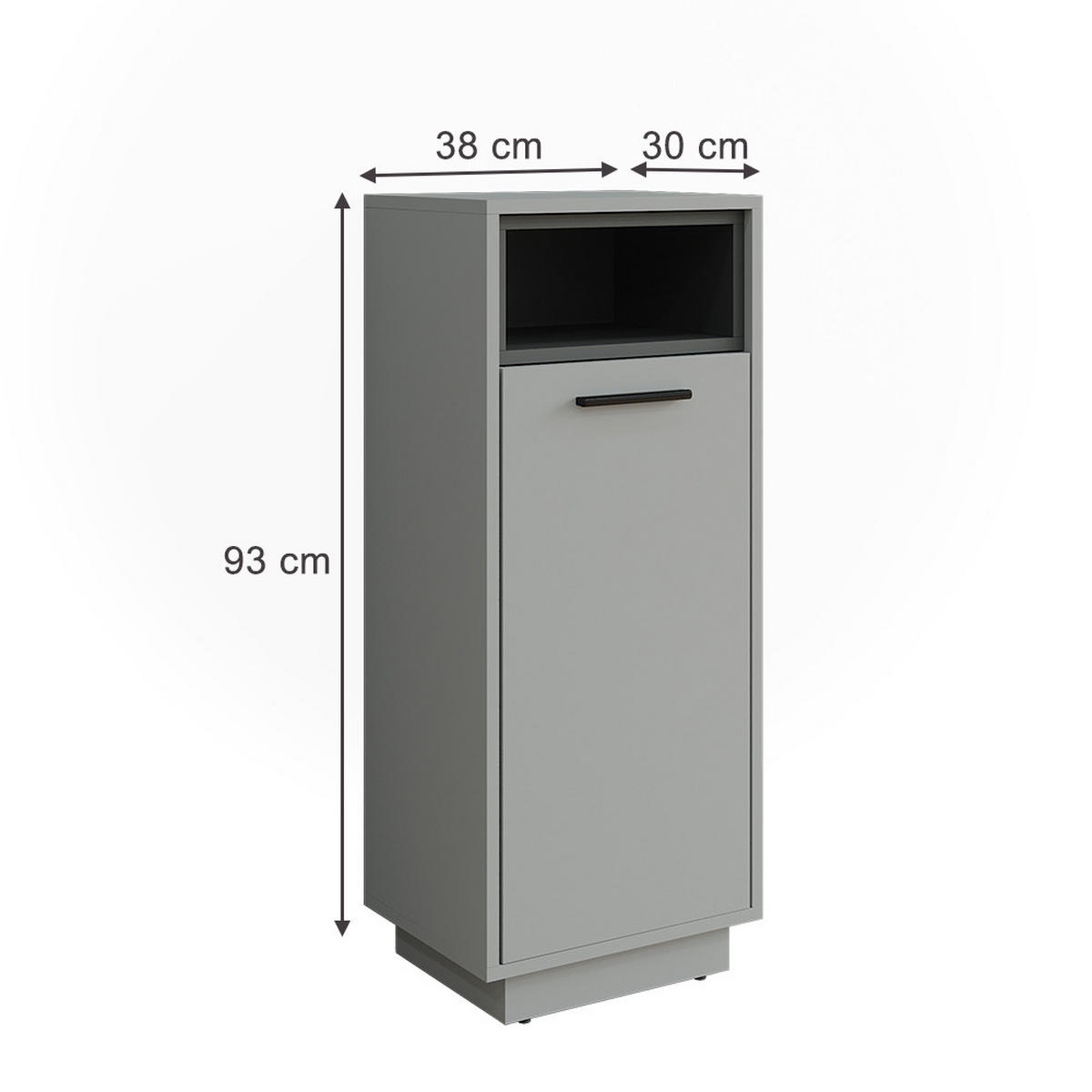 WÄSCHESCHRANK Beatrice Grau/Anthrazit 38 x 93 cm mit herausnehmbarer Innentasche - Anthrazit/Grau, Holzwerkstoff (38/93/30cm) - Vicco
