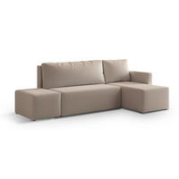ECKSOFA VELOTTI R-S Beige Boucle-Stoff mit Schlaffunktion - Beige, Holz (261/143cm) - MASSENO
