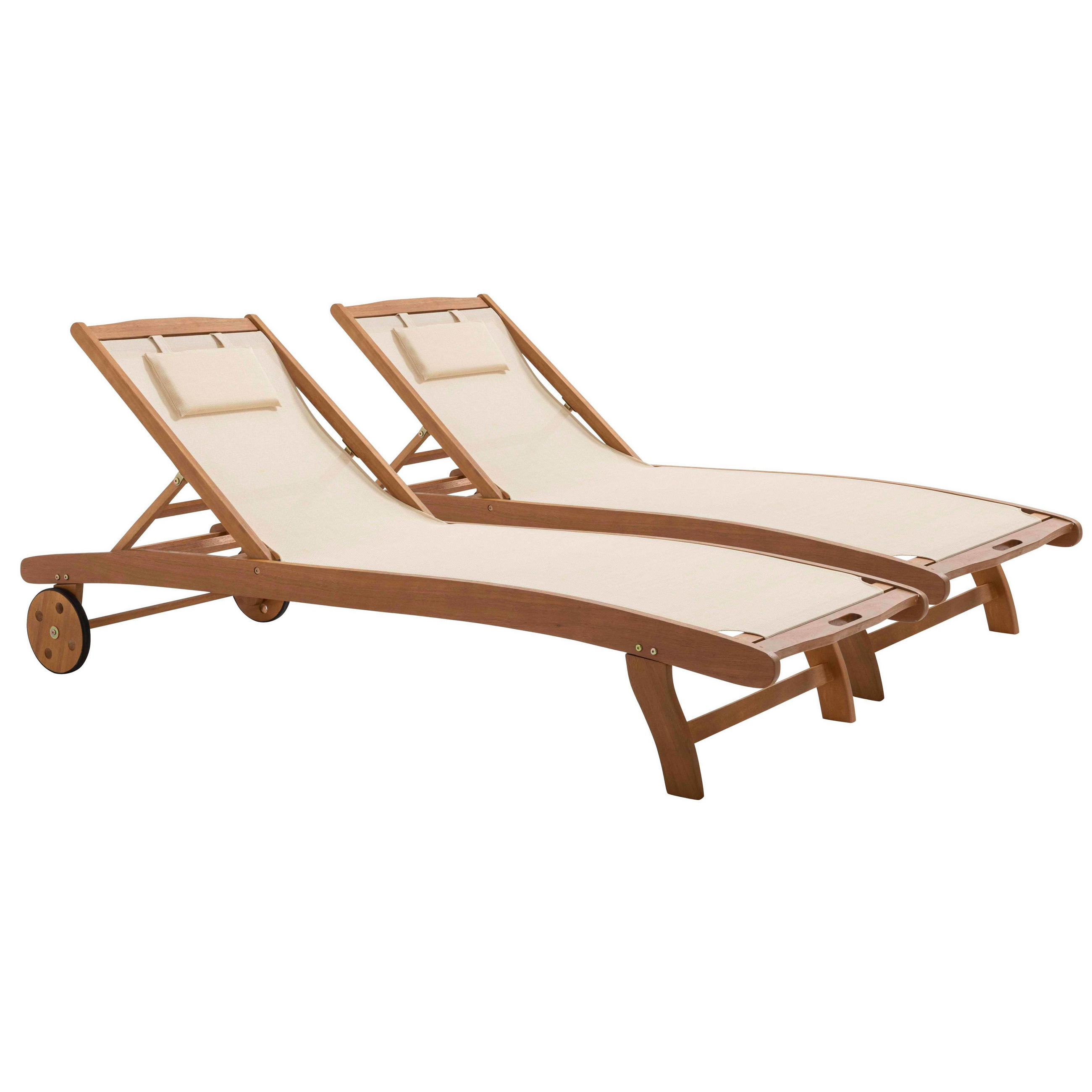 SONNENLIEGE 2-tlg., Weiß - Weiß, Holz (69/37/196cm) - Oviala