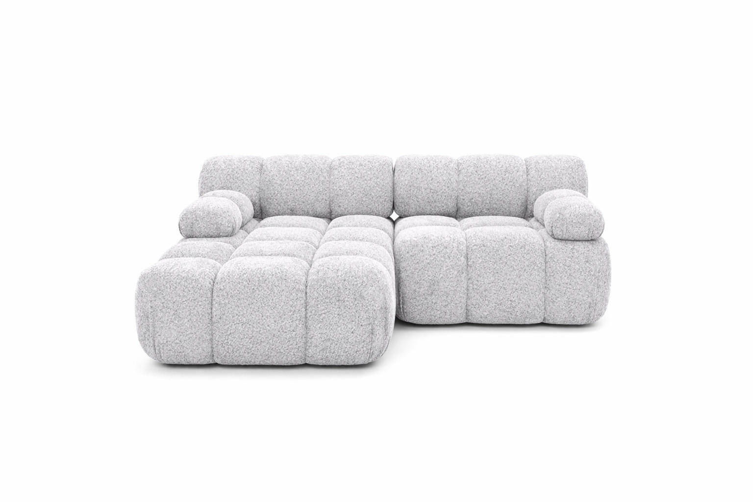 ECKSOFA L-form Mini Modular, Bouclé-Stoff Abriamo, Hellgrau, Links, Selia - Hellgrau, Holz (190/160cm) - Kaiser Möbel