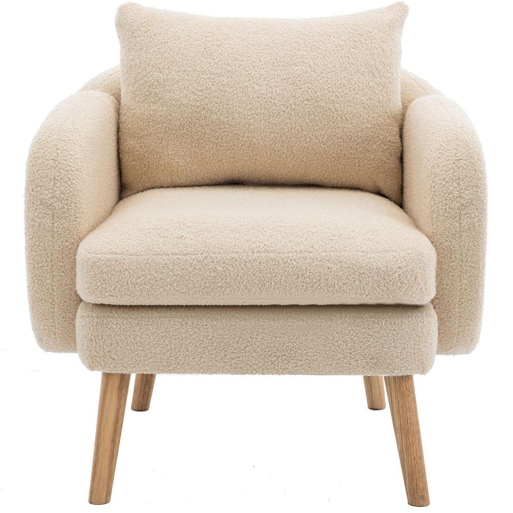 POLSTERSESSEL in Beige Teddy-Samt with Massivholz-Beinstuhl - Beige, Textil (72/79/71cm) - KOMHTOM