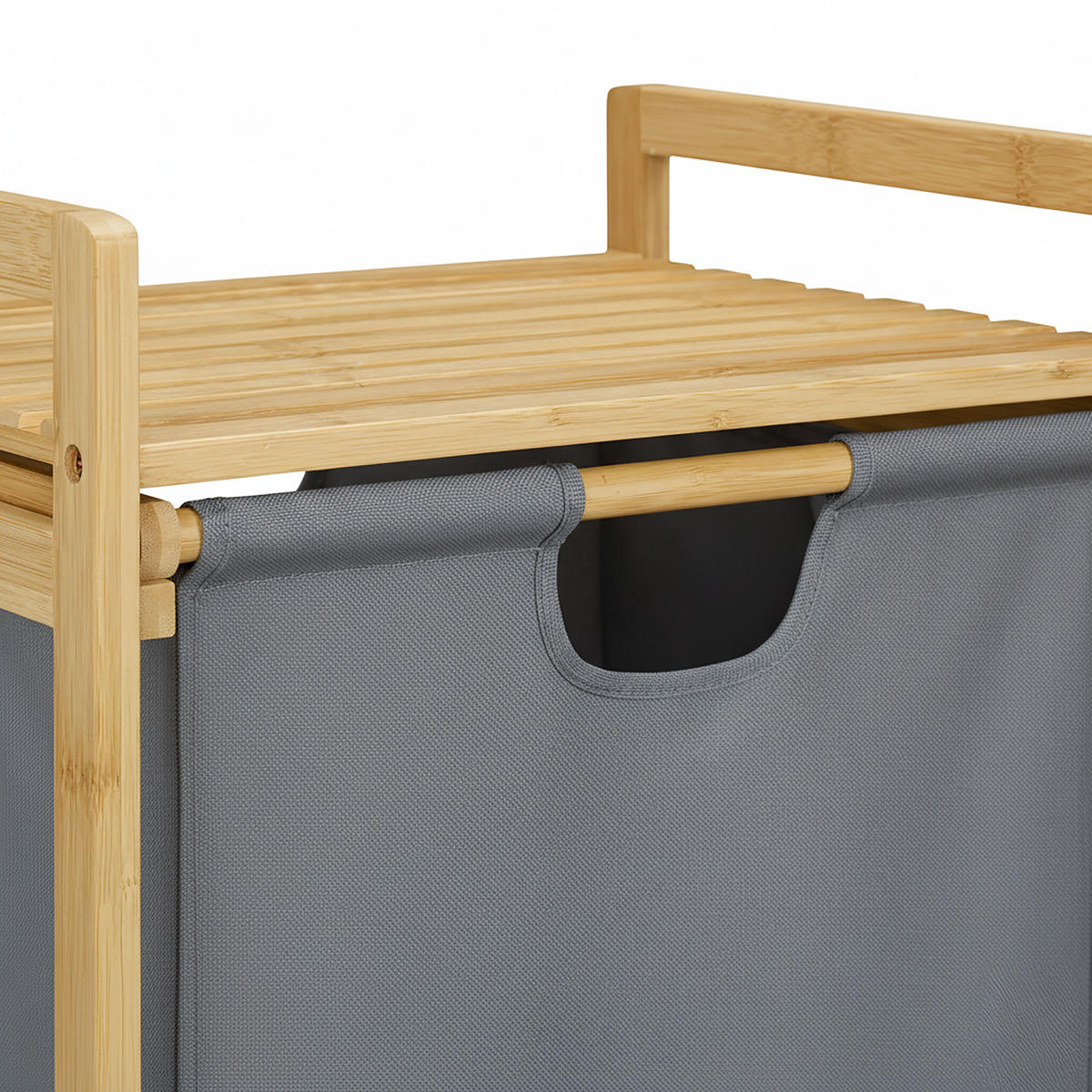 WÄSCHEKORB - Hellbraun, Holz/Textil (40/95/33cm) - Relaxdays