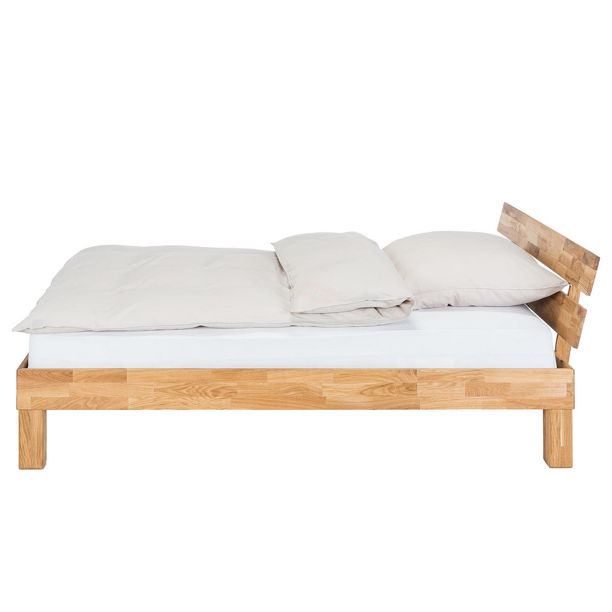 MASSIVHOLZBETT - Wildeiche massiv - geölt - Eichefarben, Holz (140/200cm) - home24