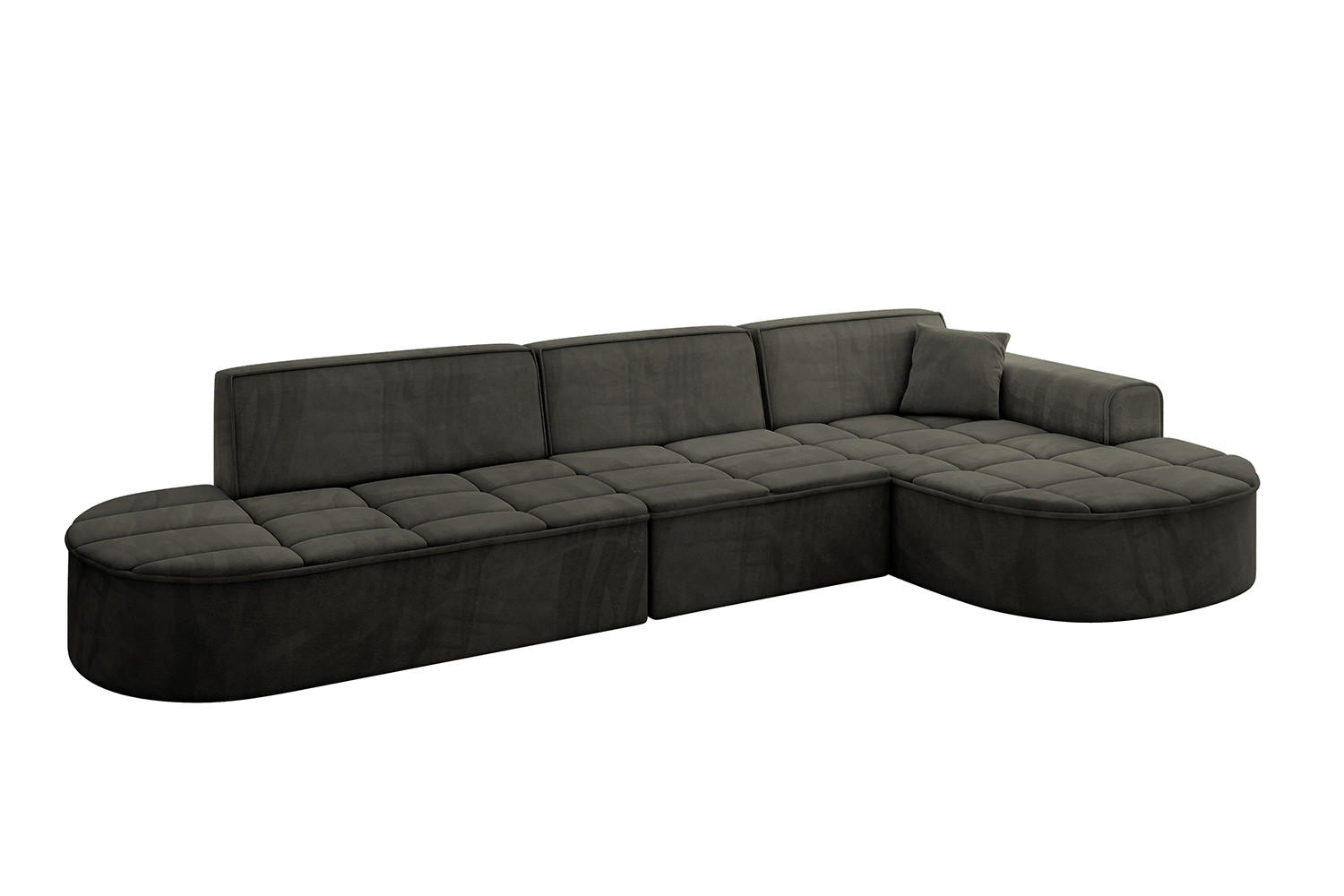 ECKSOFA Ottomane Rechts TARO-L2 - 328x171x79,5 cm Schwarz - Schwarz, Holzwerkstoff/Textil (328/171cm) - ALTDECOR