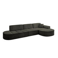 ECKSOFA Ottomane Rechts TARO-L2 - 328x171x79,5 cm Schwarz - Schwarz, Holzwerkstoff/Textil (328/171cm) - ALTDECOR