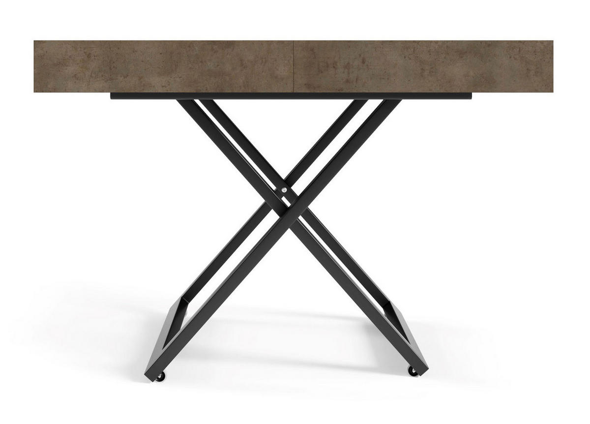 COUCH-/ESSTISCH Sanna X Chicago Concrete dunkelgrau 120 - 200 / 80 / 27 - 80cm - Dunkelgrau/Schwarz, Holz/Holzwerkstoff (80/120/27cm) - Feldmann-Wohnen