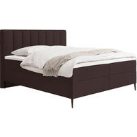 BOXBETT Allen mit Bettkasten, Boucle Braun 140x200 cm – inkl. H4 Taschenfederkern Matratze & Foam Topper - Schwarz/Braun, Holzwerkstoff/Metall (140/200cm) - WFL GROUP