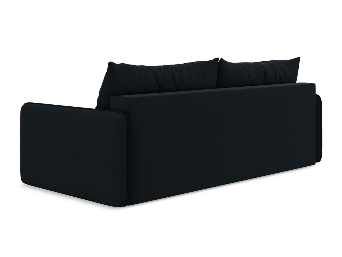 3-SITZER SOFA mit Schlaffunktion Samt Stoff Blau - Blau/Schwarz, Kunststoff/Textil (216/86/105cm) - Makamii