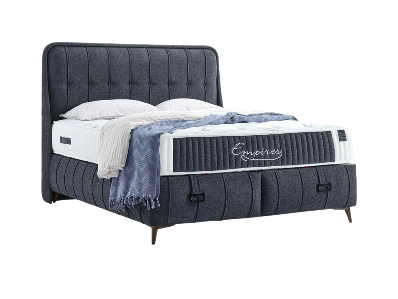 POLSTERBETTSET Empires 150x200 Anthrazit - Anthrazit, Metall (150/200cm) - Villa Möbel