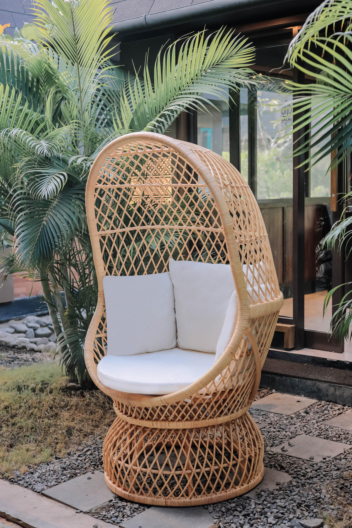 SESSEL Rattan Beige - Braun, Holz (89/152/82cm) - Nordlys